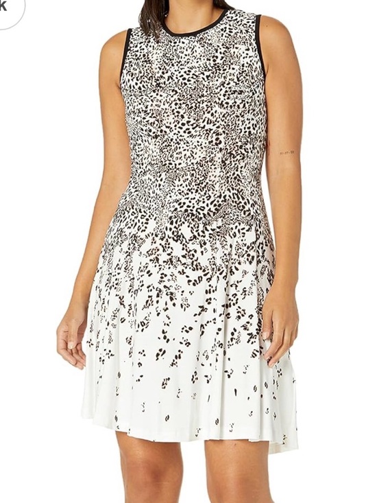 Gabby Skye Dresses & Skirts - Gabby Skye Women's Sleeveless Round Neck Ity Fit and Flare Dress Brown Cream 18W